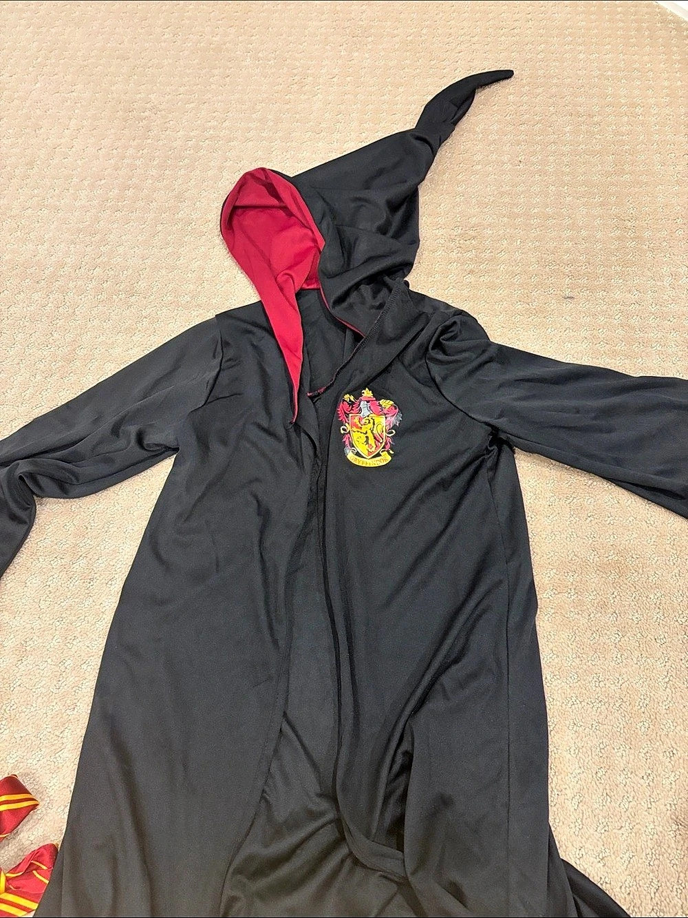 Wizard Costume with Tie and Broom in Black & Red